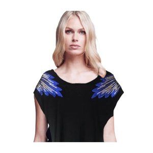 Shirt blouse tunic tee sequins black blue